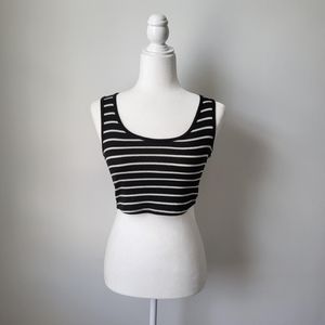 Black and white striped crop top